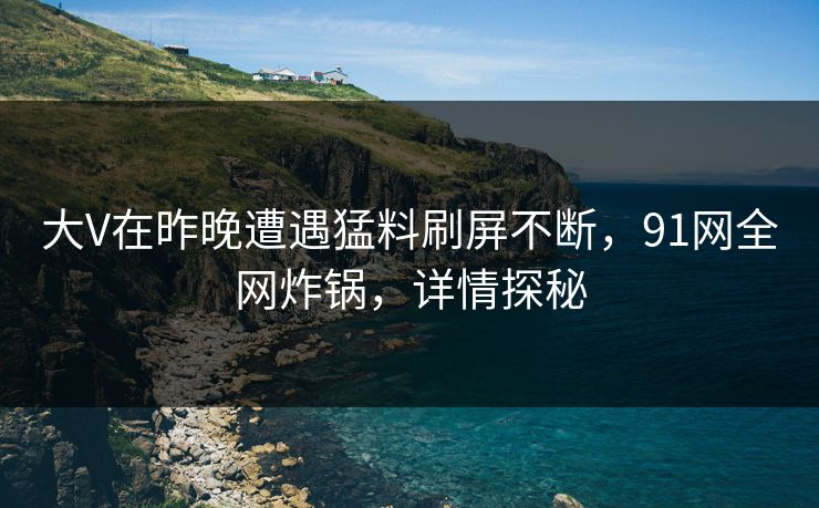大V在昨晚遭遇猛料刷屏不断，91网全网炸锅，详情探秘