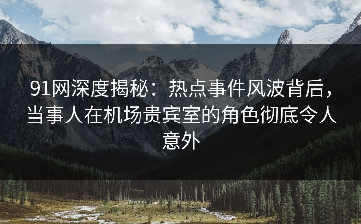 91网深度揭秘：热点事件风波背后，当事人在机场贵宾室的角色彻底令人意外