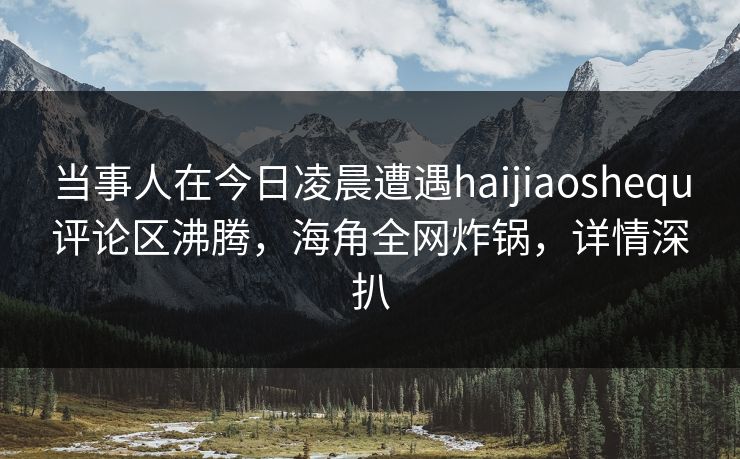 当事人在今日凌晨遭遇haijiaoshequ评论区沸腾，海角全网炸锅，详情深扒