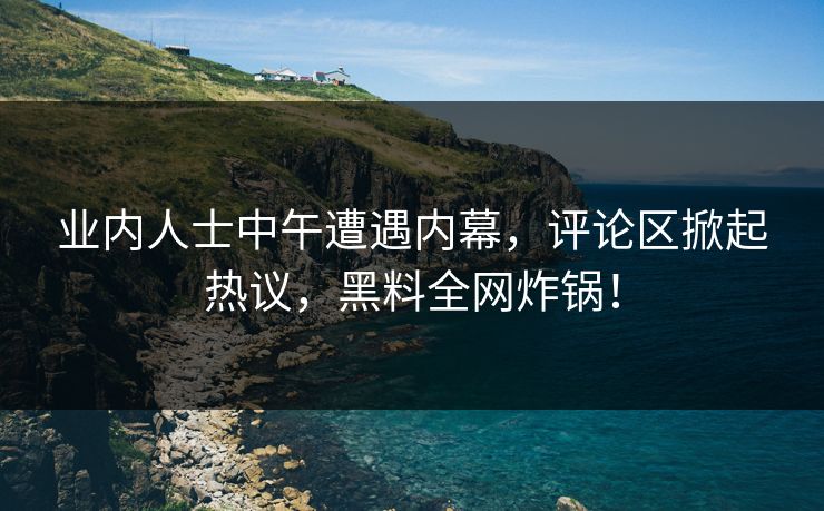 业内人士中午遭遇内幕，评论区掀起热议，黑料全网炸锅！