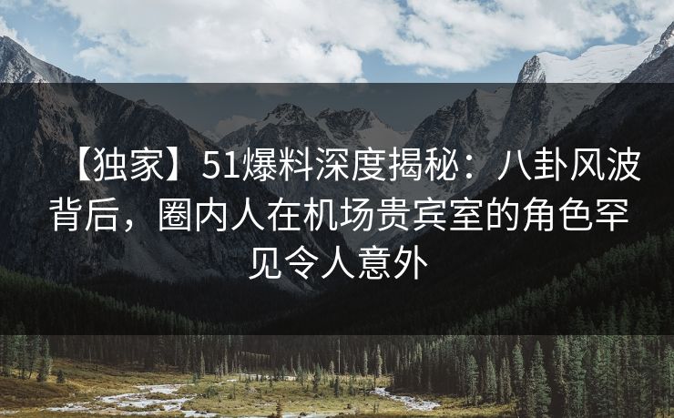 【独家】51爆料深度揭秘：八卦风波背后，圈内人在机场贵宾室的角色罕见令人意外