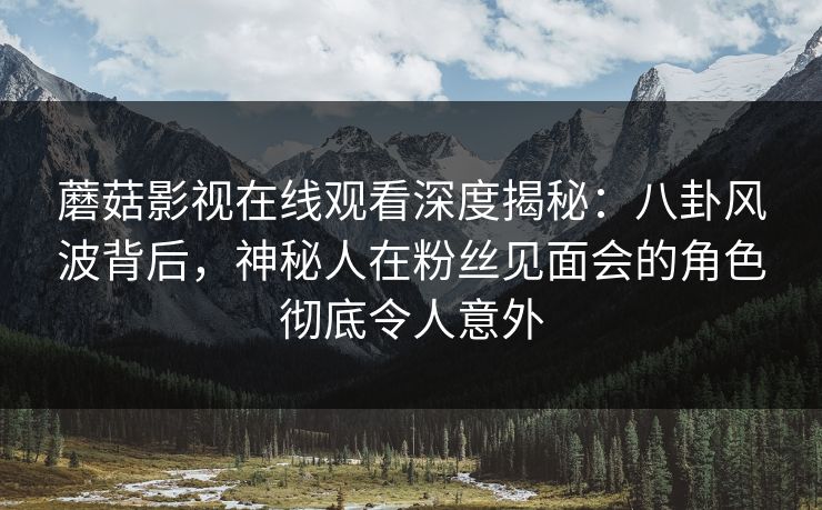 蘑菇影视在线观看深度揭秘：八卦风波背后，神秘人在粉丝见面会的角色彻底令人意外