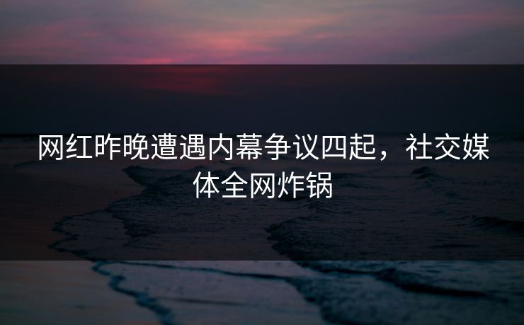 网红昨晚遭遇内幕争议四起，社交媒体全网炸锅