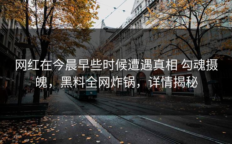 网红在今晨早些时候遭遇真相 勾魂摄魄，黑料全网炸锅，详情揭秘