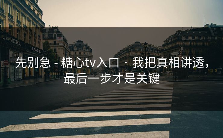 先别急 - 糖心tv入口 · 我把真相讲透，最后一步才是关键
